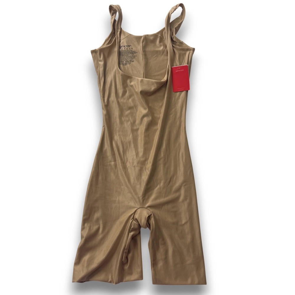 Spanx Power Conceal-Her Mid-Thigh Bodysuit Nude Beige Shapewear SS1515 Small